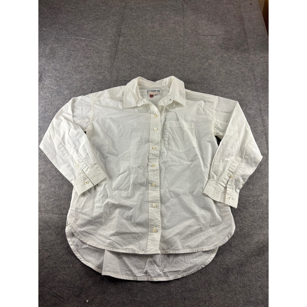 Pilcro White Cotton‎ Button Down Shirt High Low Hem Womens S Minimalist SEE